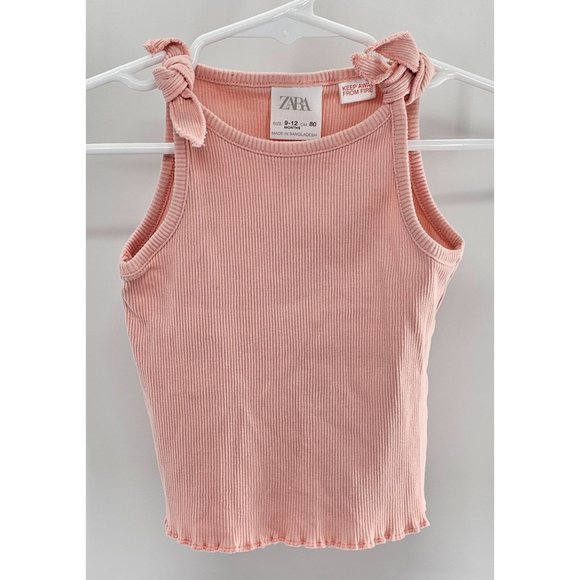 Zara Baby Girls Ribbed Pink Tank size 9-12 months - Picture 1 of 3